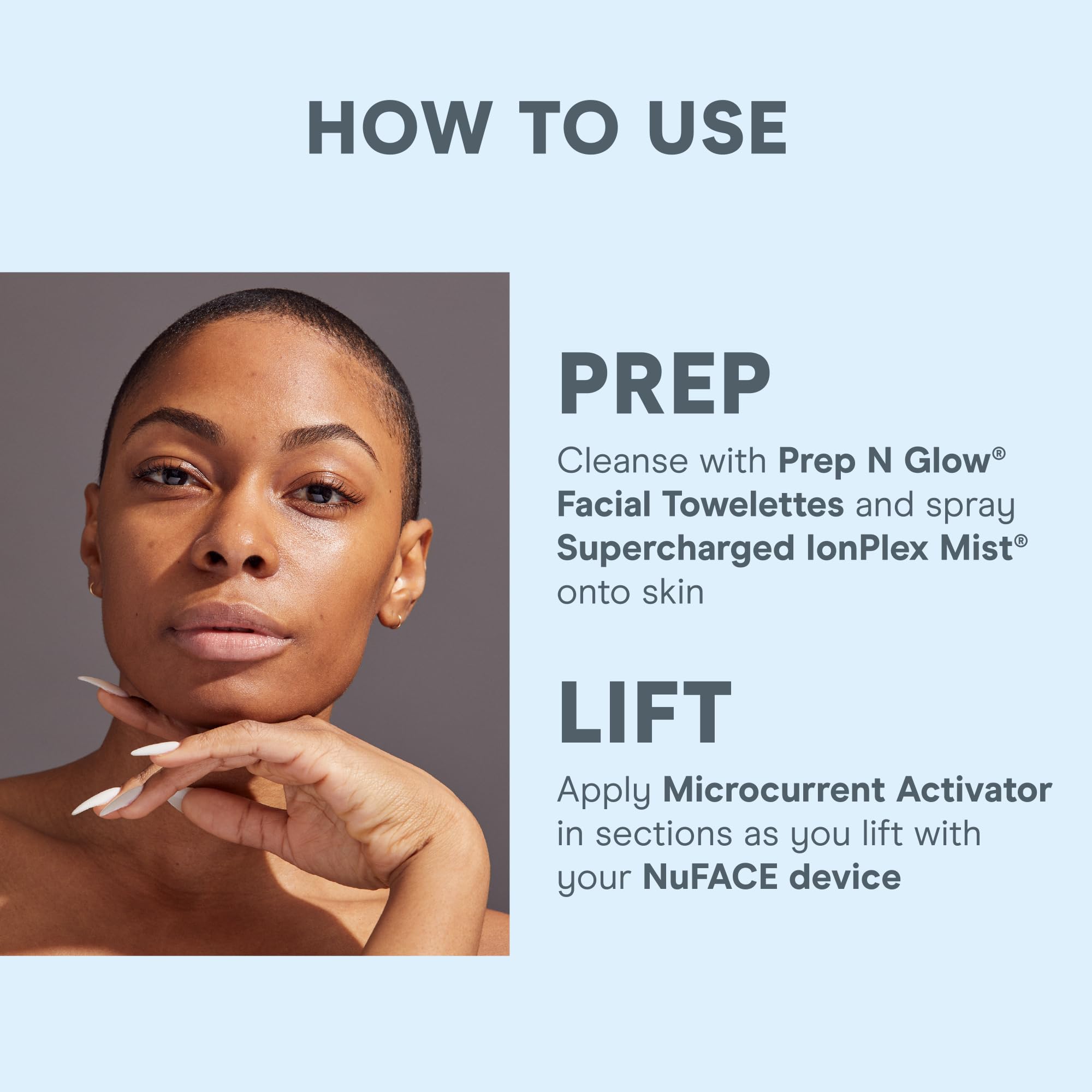 NuFACE Prep-N-Glow lingette enrichie en acide hyaluronique pour l’hydratation