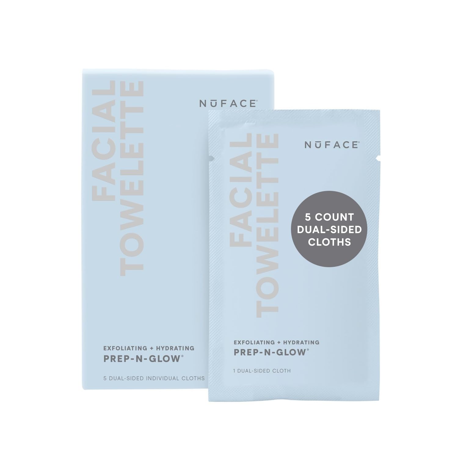 NuFACE Prep-N-Glow lingette visage 2-en-1 nettoie et exfolie en douceur