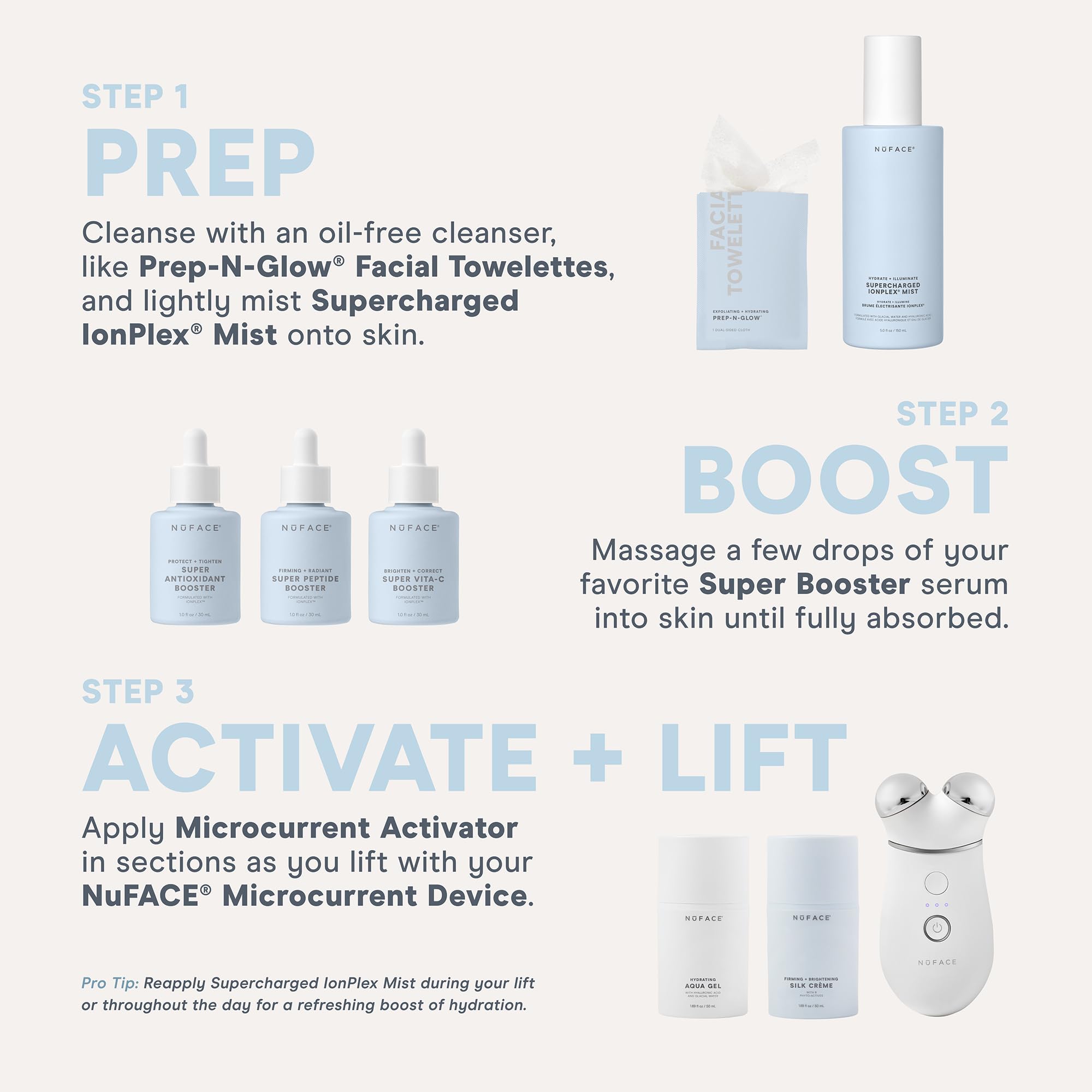 NuFACE Silk Creme Activator – 8 phyto-actifs, texture agréable et hydratante.
