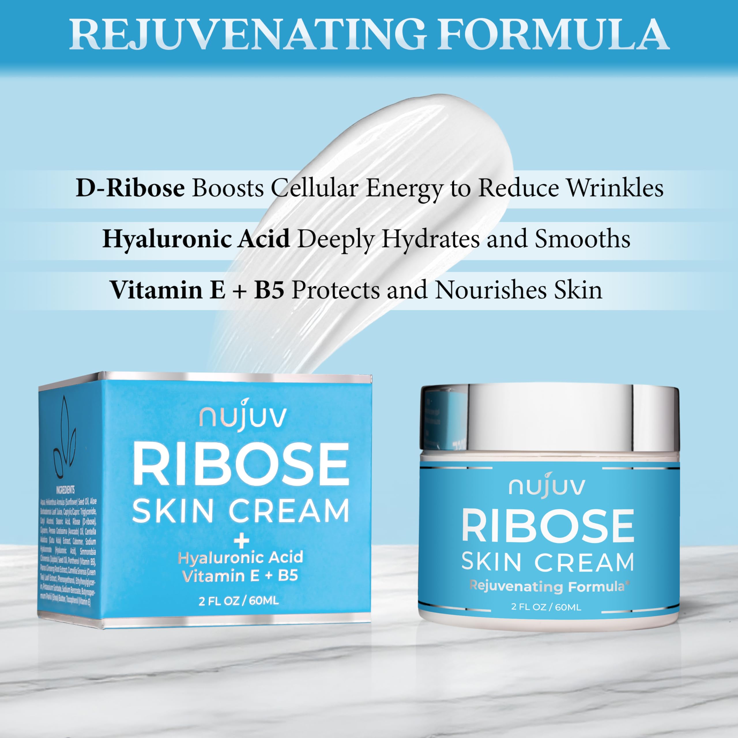 nuJuv Ribose – Texture lissante: application facile et hydratation durable