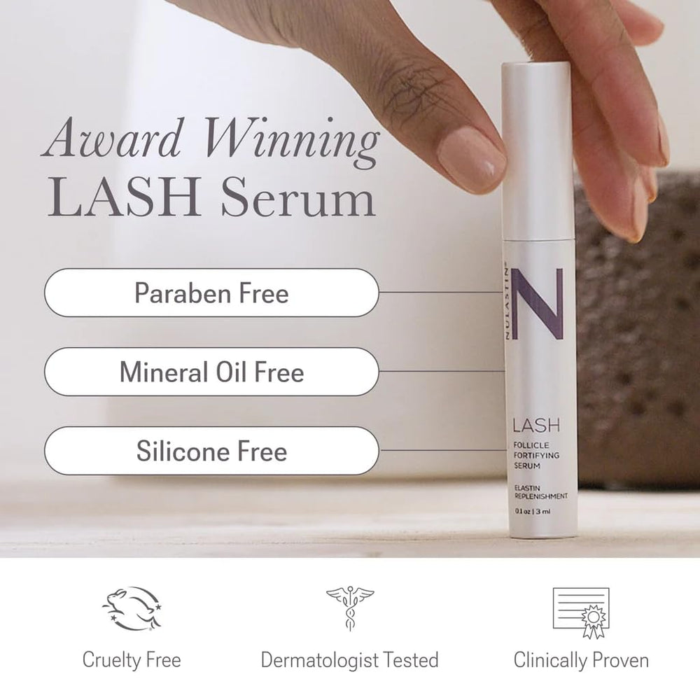 Applicateur NULASTIN montrant l’application à la base des cils supérieurs.