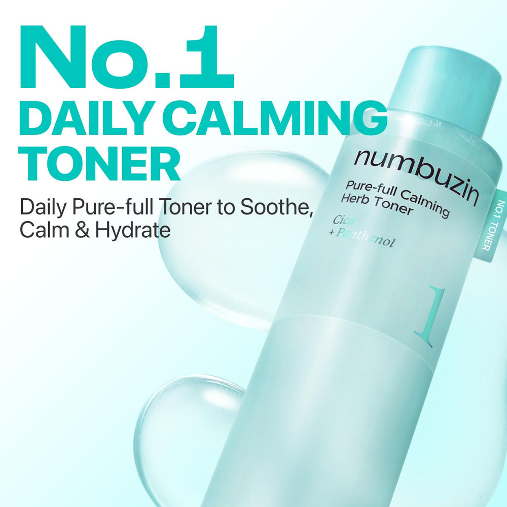 Numbuzin No.1 Toner dans un flacon transparent, hydratation douce pour la peau.