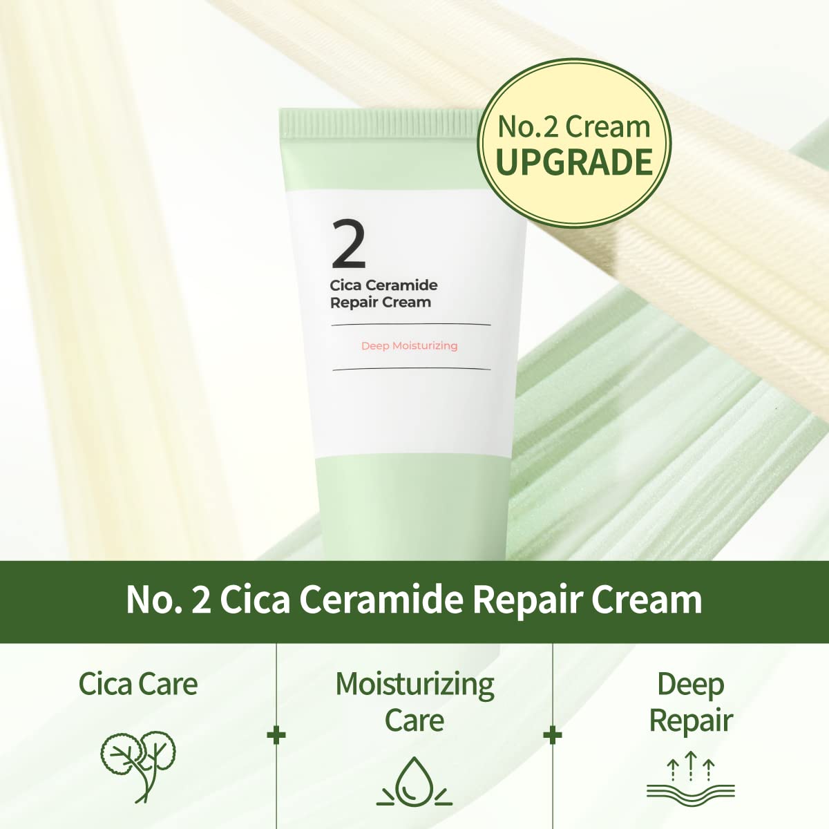 No.2 Crème avec centella asiatica, apaisement doux pour la peau.