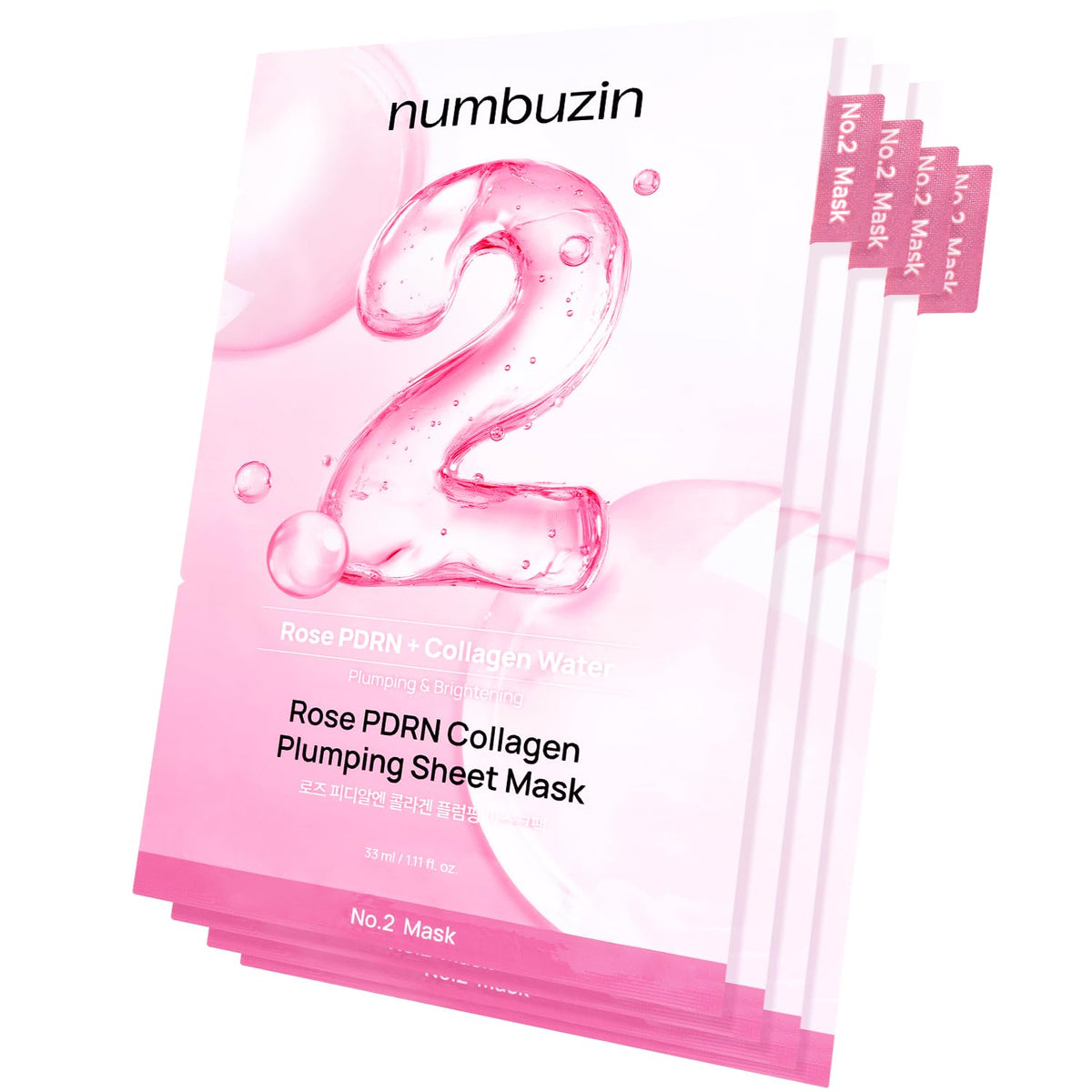 Numbuzin No.2 masque feuille rose PDRN pour l'éclat.