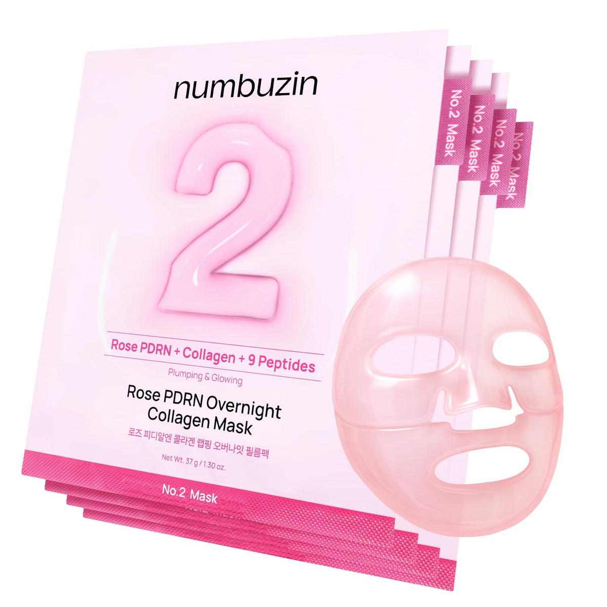 Numbuzin No.2 masque nocturne rose PDRN, gel hydratant et repulpant.