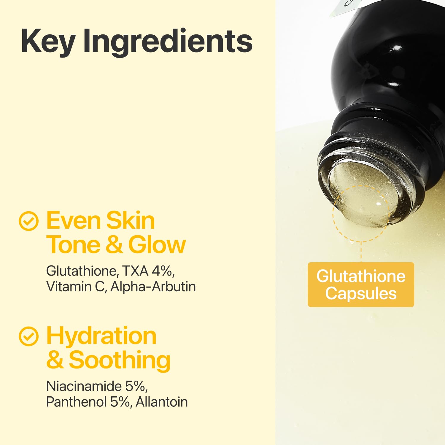 Ingrédients clés: acide tranexamique, niacinamide et glutathione pour un teint uniforme