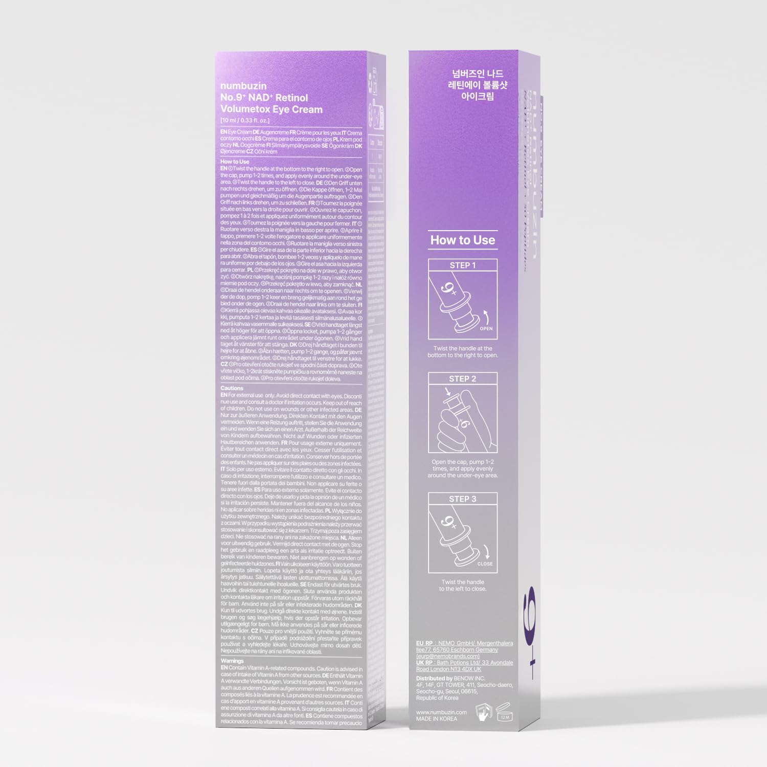 Céramides et hydratation autour des yeux avec numbuzin No.9 NAD+ Retinol