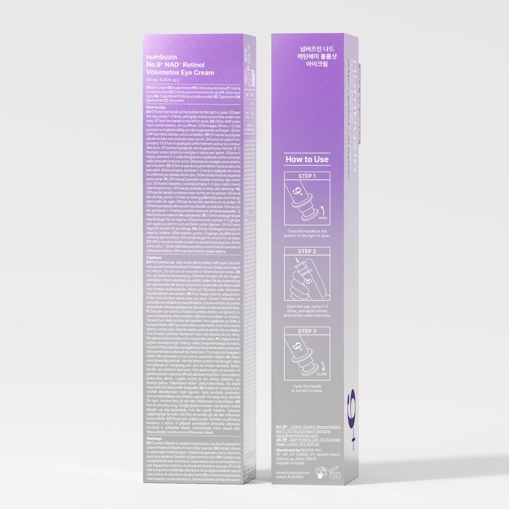 Céramides et hydratation autour des yeux avec numbuzin No.9 NAD+ Retinol