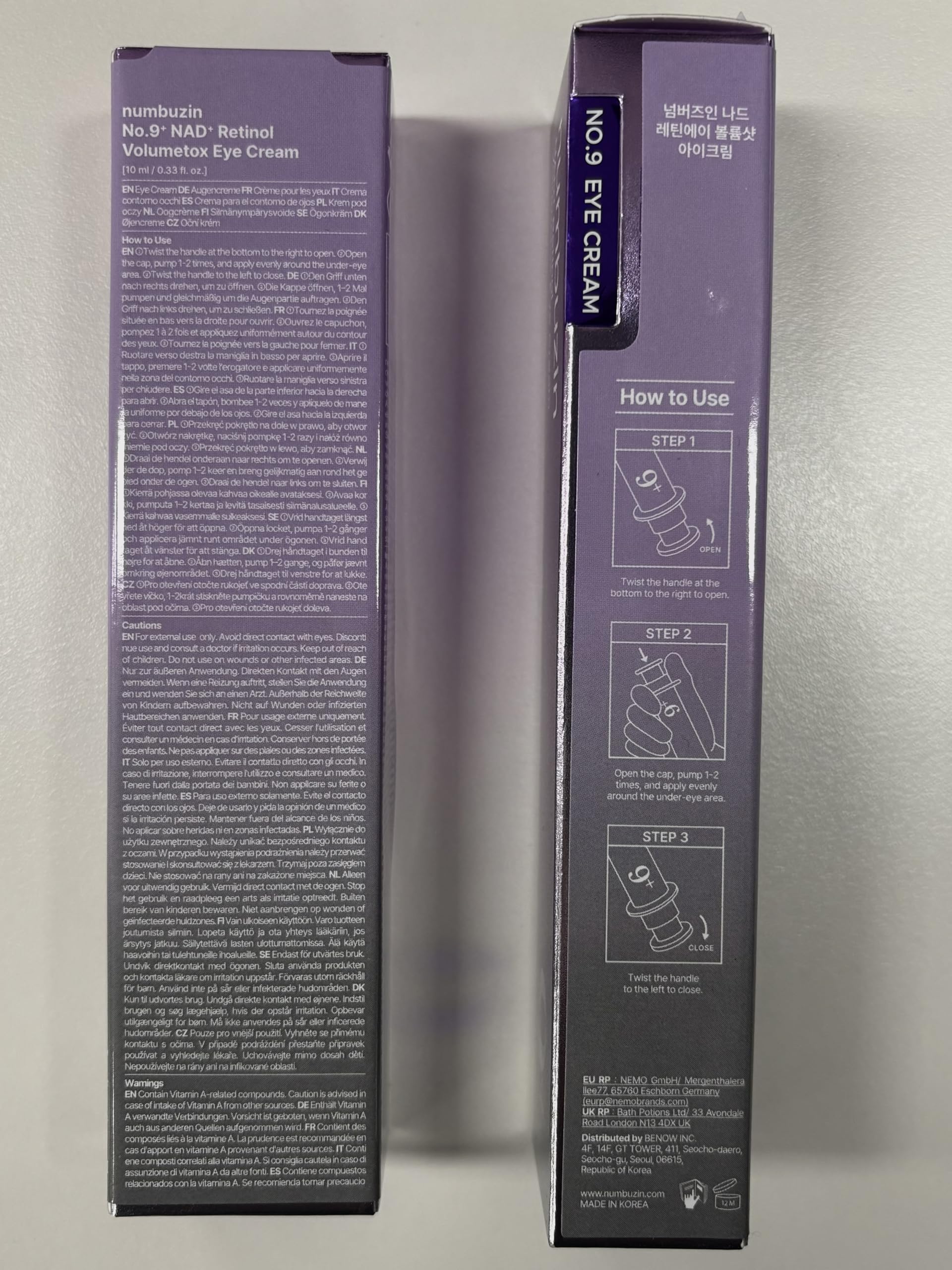 Emballage tube pratique du soin contour des yeux numbuzin
