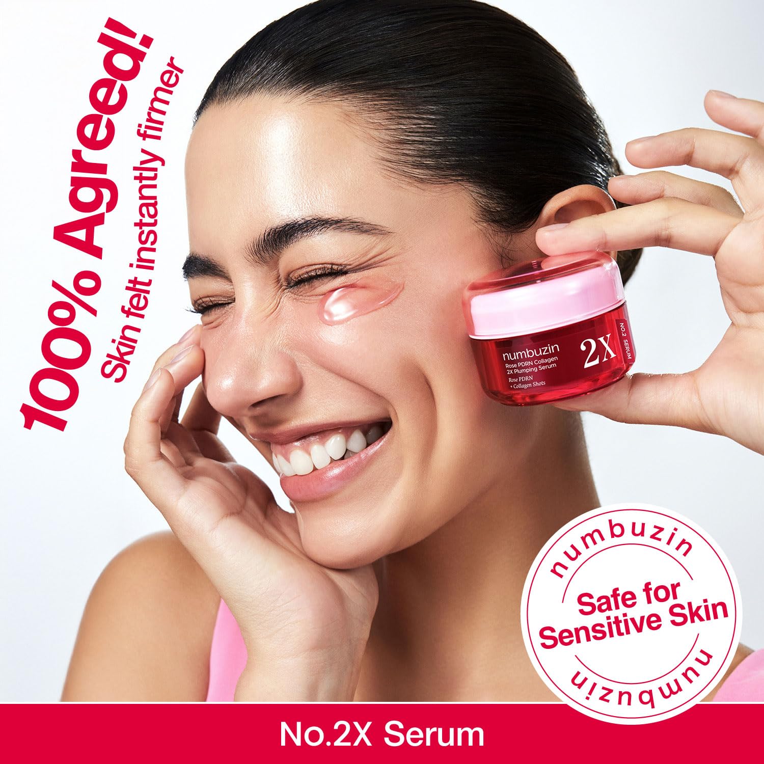 Sérum numbuzin Rose PDRN, finition lumineuse sans effet collant.