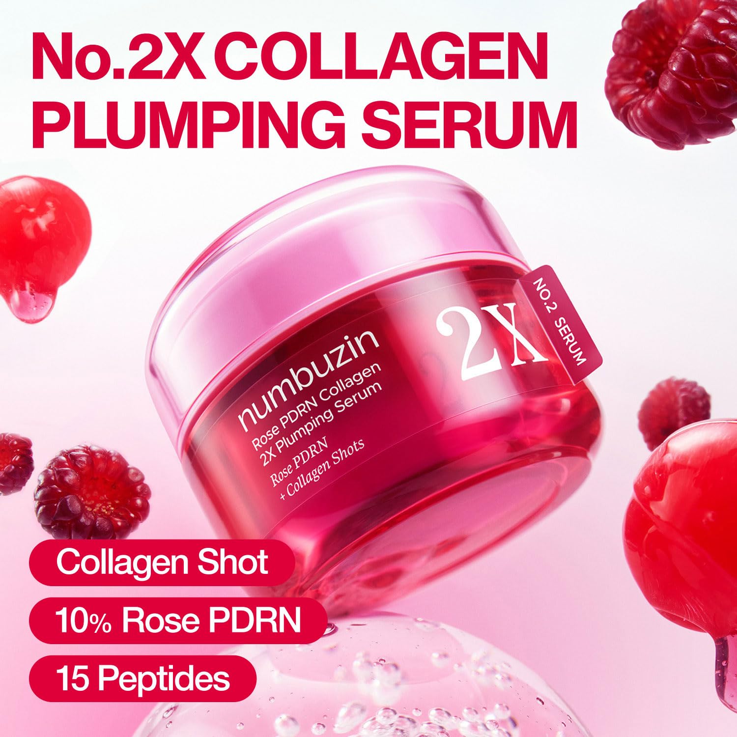Sérum numbuzin Rose PDRN, texture Gelée qui fond et hydrate durablement.