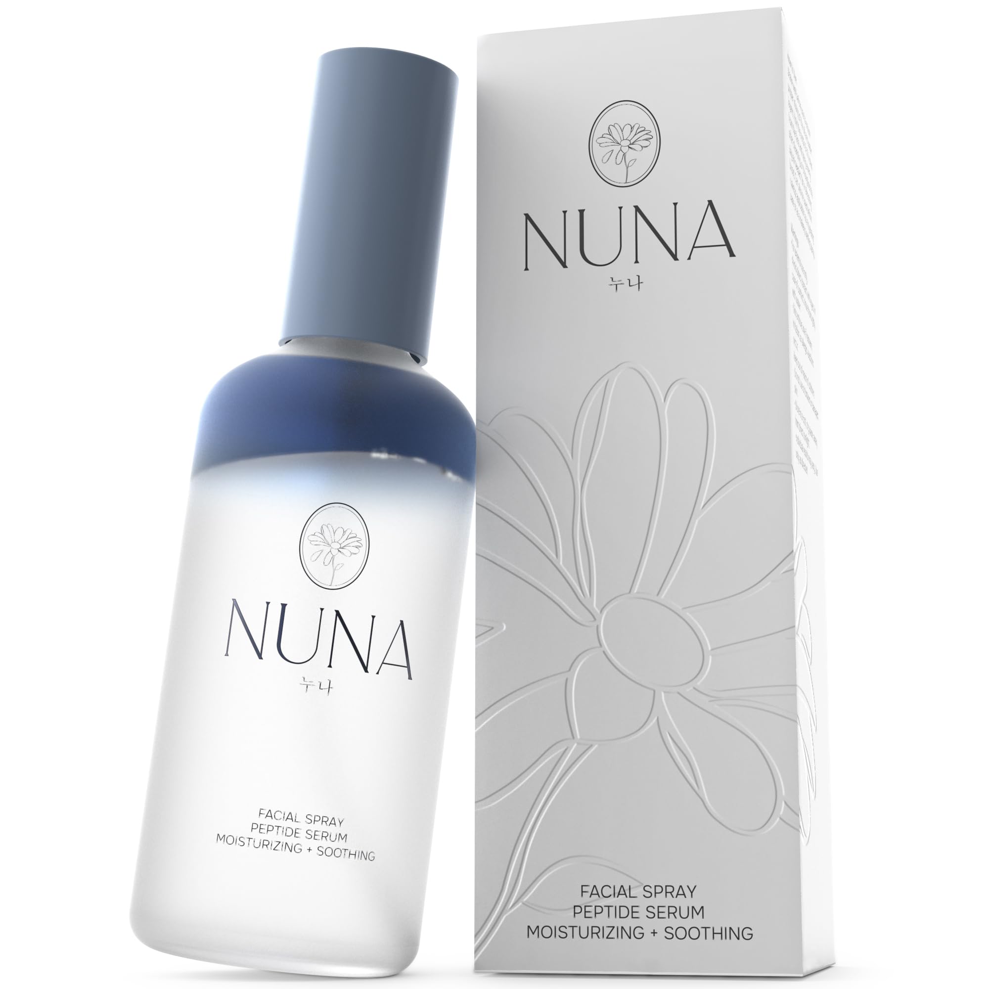 Sérum visage NUNA en brume – bouteille et pulvérisateur pour hydratation légère