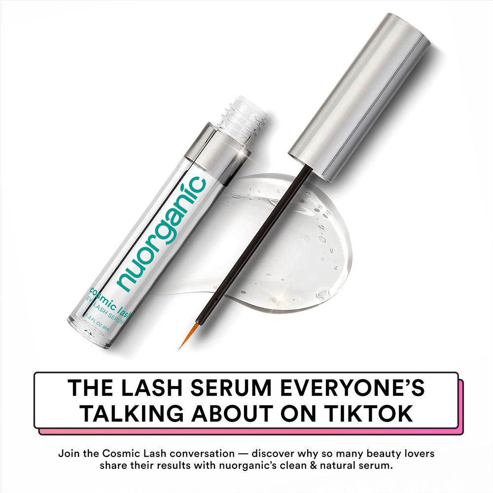 Pinceau applicateur du sérum NuOrganic Cosmic Lash facilitant l’application précise.
