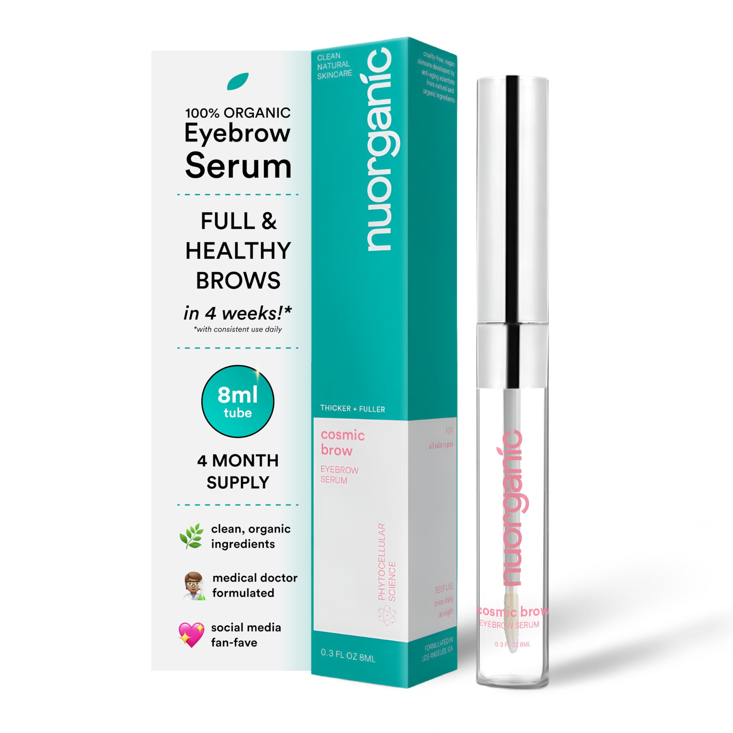 NuOrganic Cosmic Brow sur la bouteille: nourrir les sourcils naturellement.
