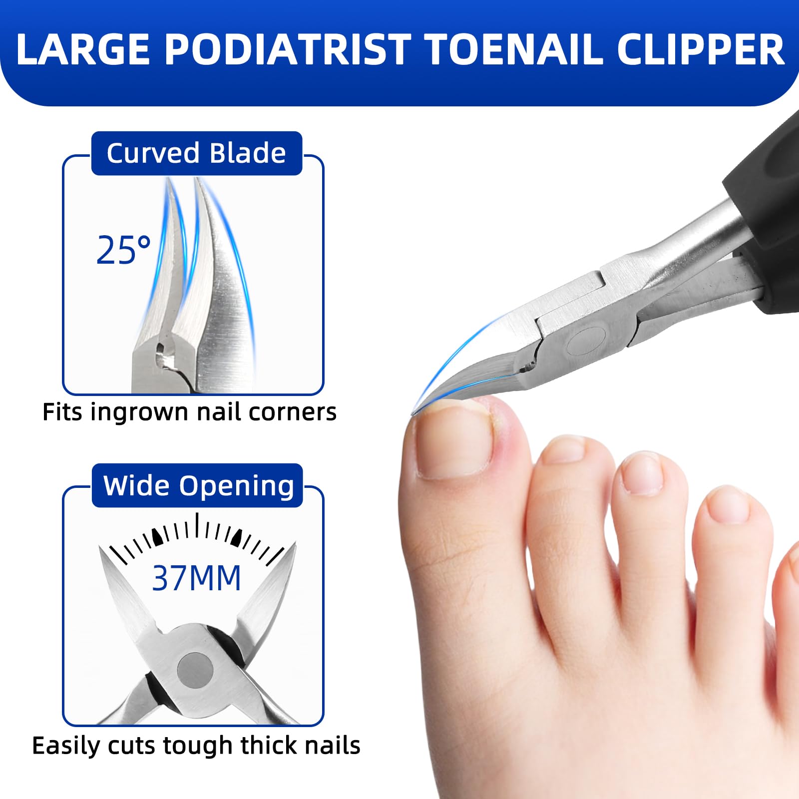Nuriun coupe-ongles incline 45 degrés pour un accès précis.