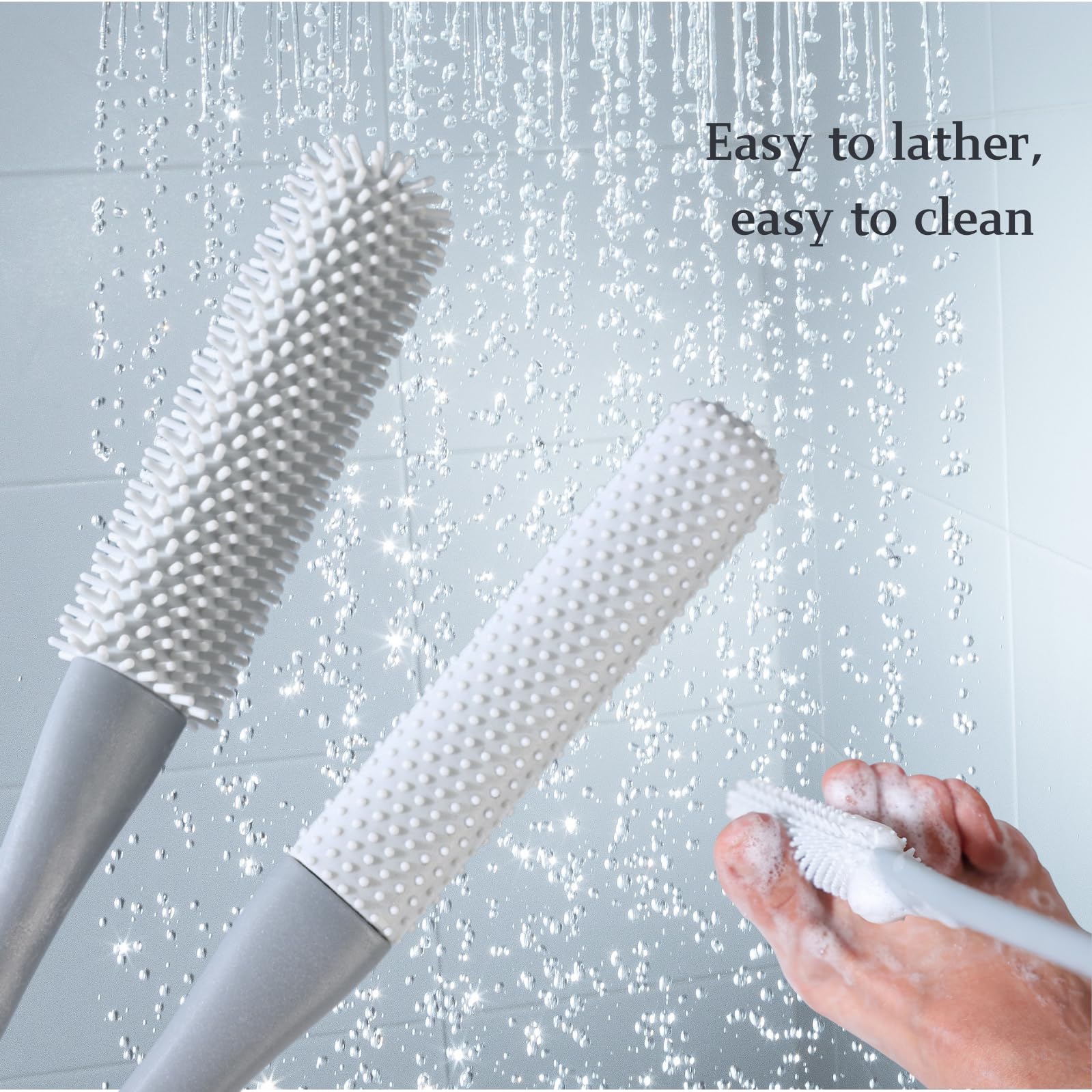 Pack deux brosses Nurlypop pour pieds gris, partagé facilement.