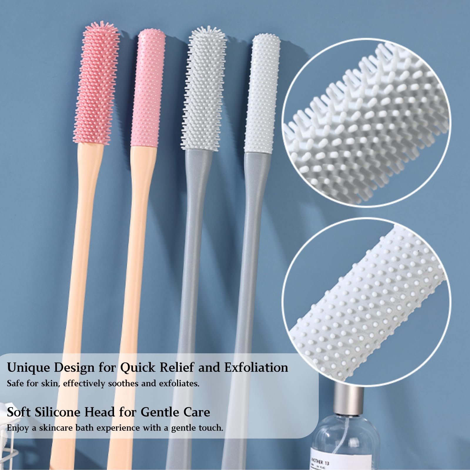 Utilisation sous la douche avec les deux brosses pour un soin rapide du pied.