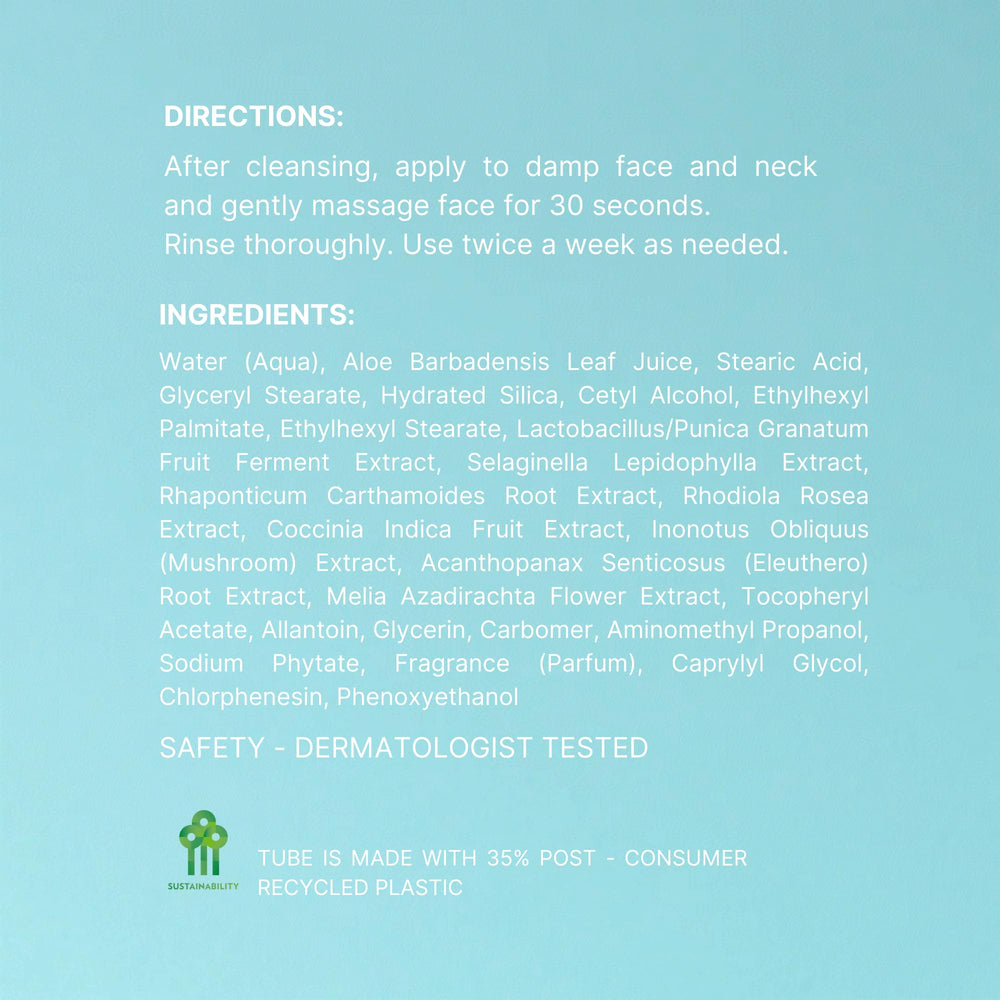 Nuskin Brighter Day enzymes grenade, texture exfoliante révélant une peau lumineuse.
