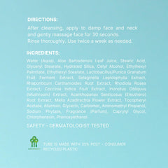 Nuskin Brighter Day enzymes grenade, texture exfoliante révélant une peau lumineuse.