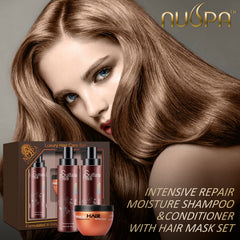 Nuspa Conditionneur Argan Marocain, flacon, démêle et laisse les cheveux soyeux.
