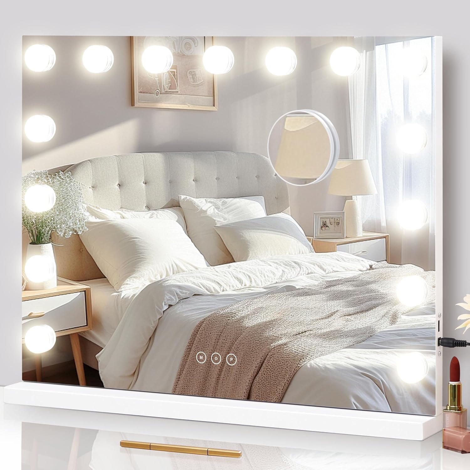 Miroir NUSVAN avec 15 DEL pour un maquillage clair et précis