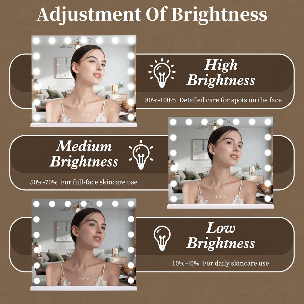 Miroir vanité NUSVAN offrant 3 couleurs de lumière pour différents looks.