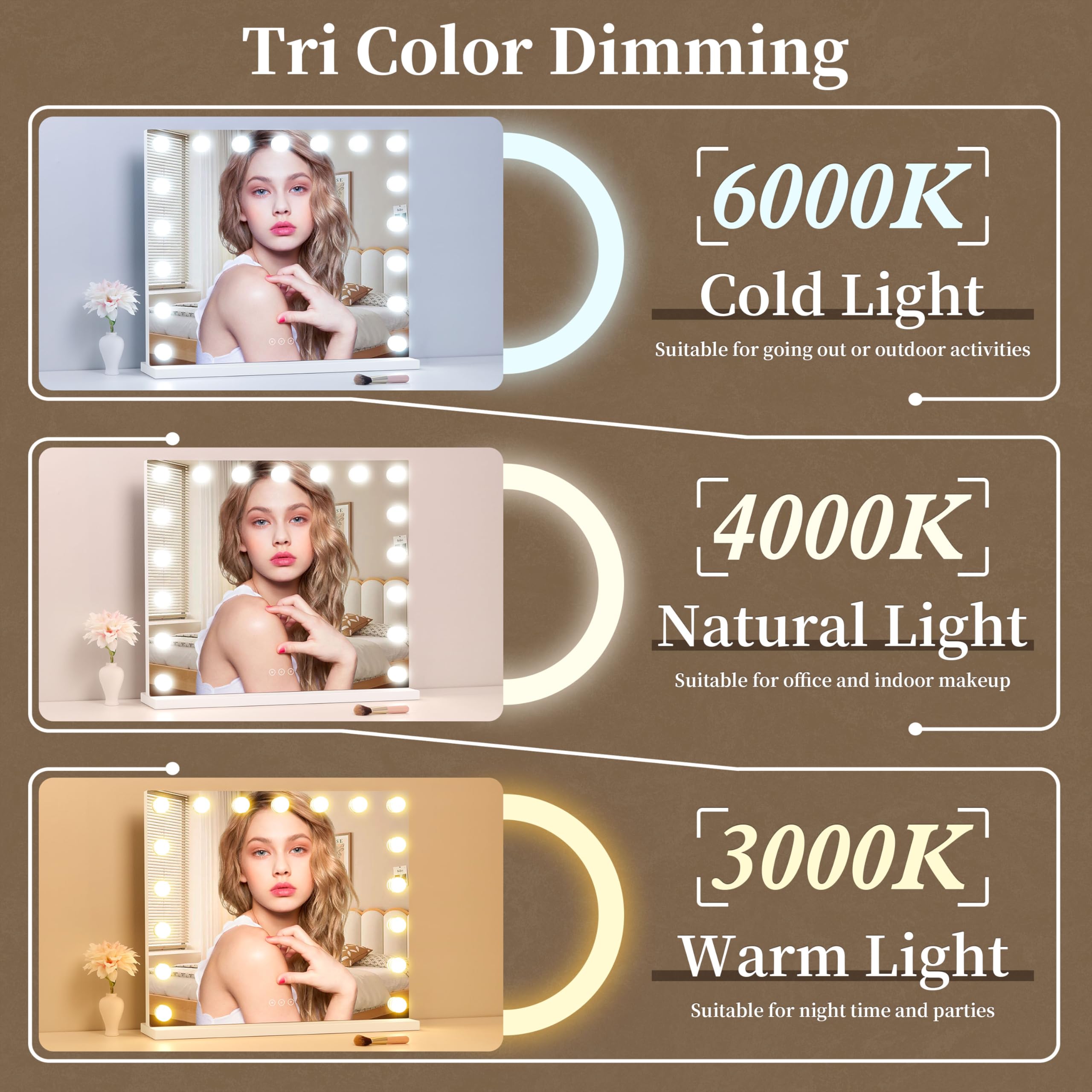 Miroir NUSVAN vanité avec brillance réglable adaptée à chaque maquillage.
