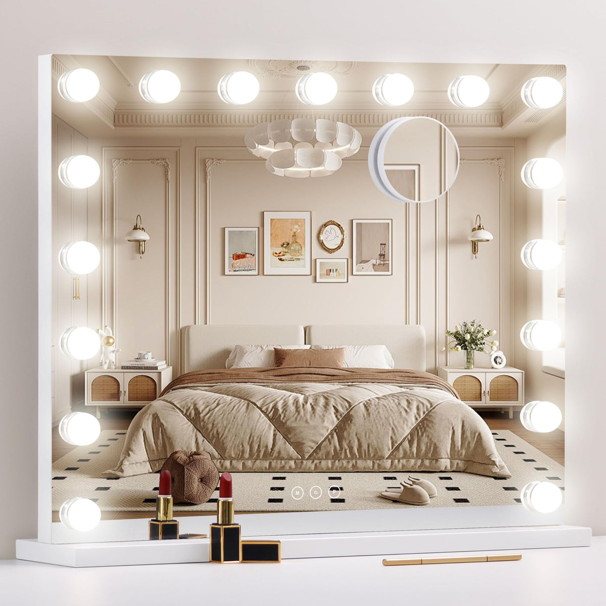 Miroir vanité NUSVAN avec lumière LED pour maquillage précis.
