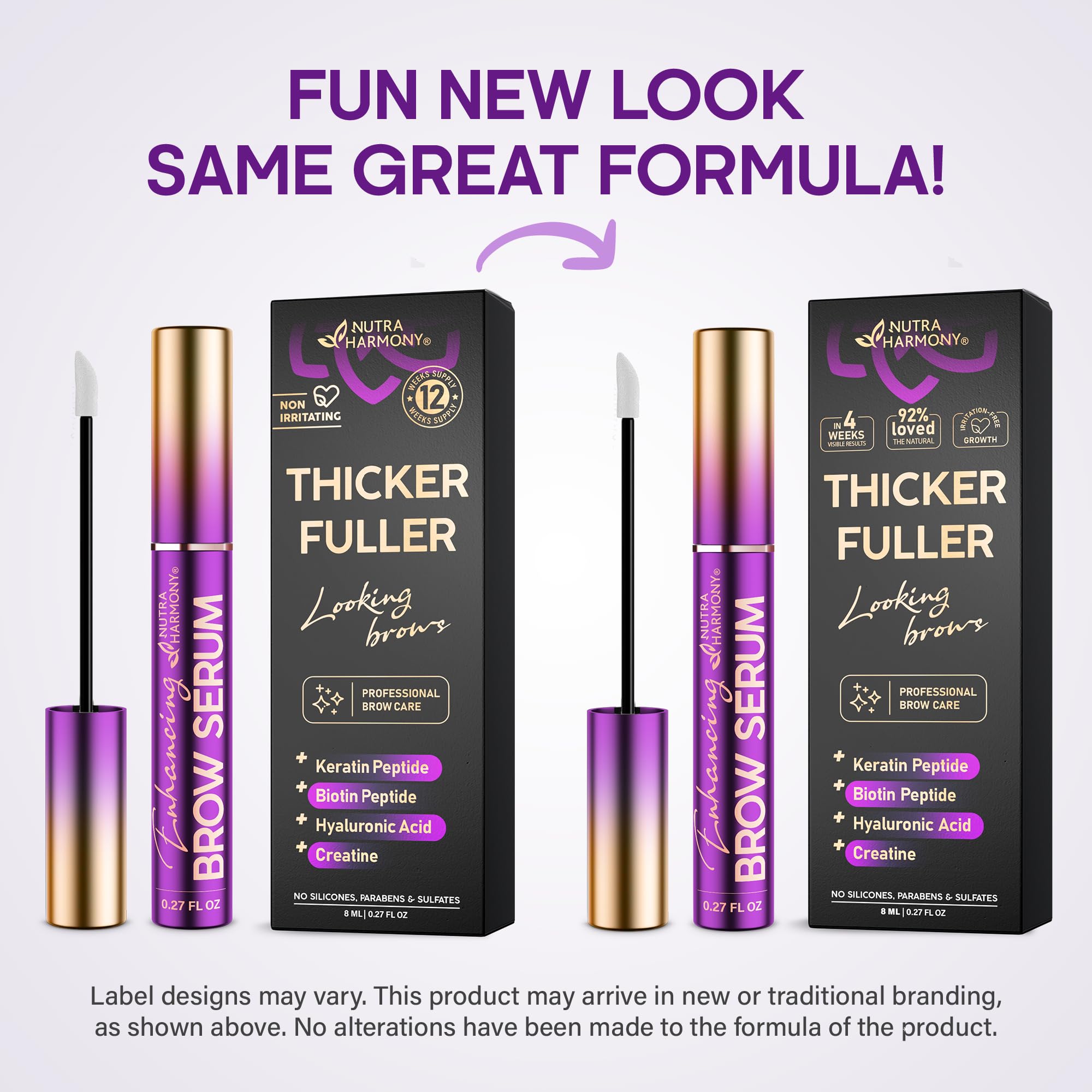Nutraharmony formulation végane non irritante soin quotidien des sourcils