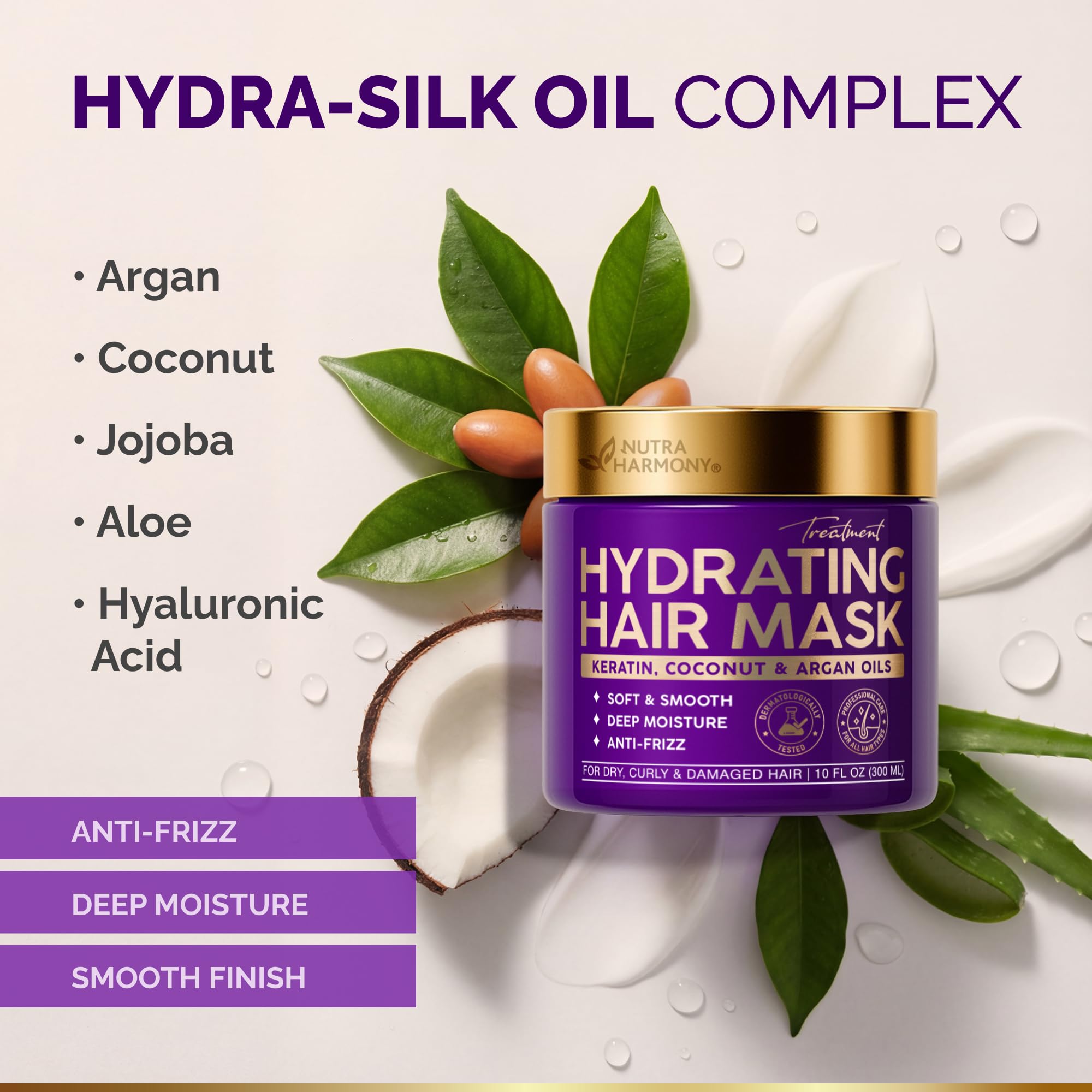 Avant/après l’utilisation du masque NutraHarmony sur cheveux