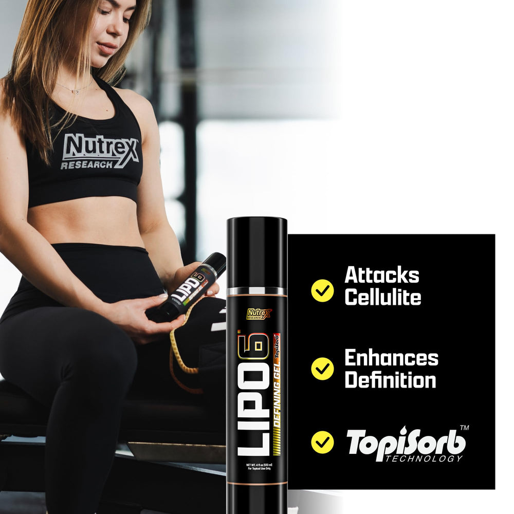 Nutrex Research Lipo-6 Defining Gel – Texture hydratante et peau plus douce après usage.