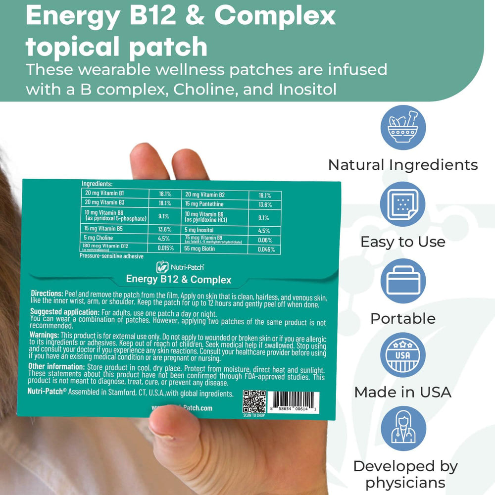 NUTRI-PATCH Energy B12 et Complex sans digestion nécessaire.