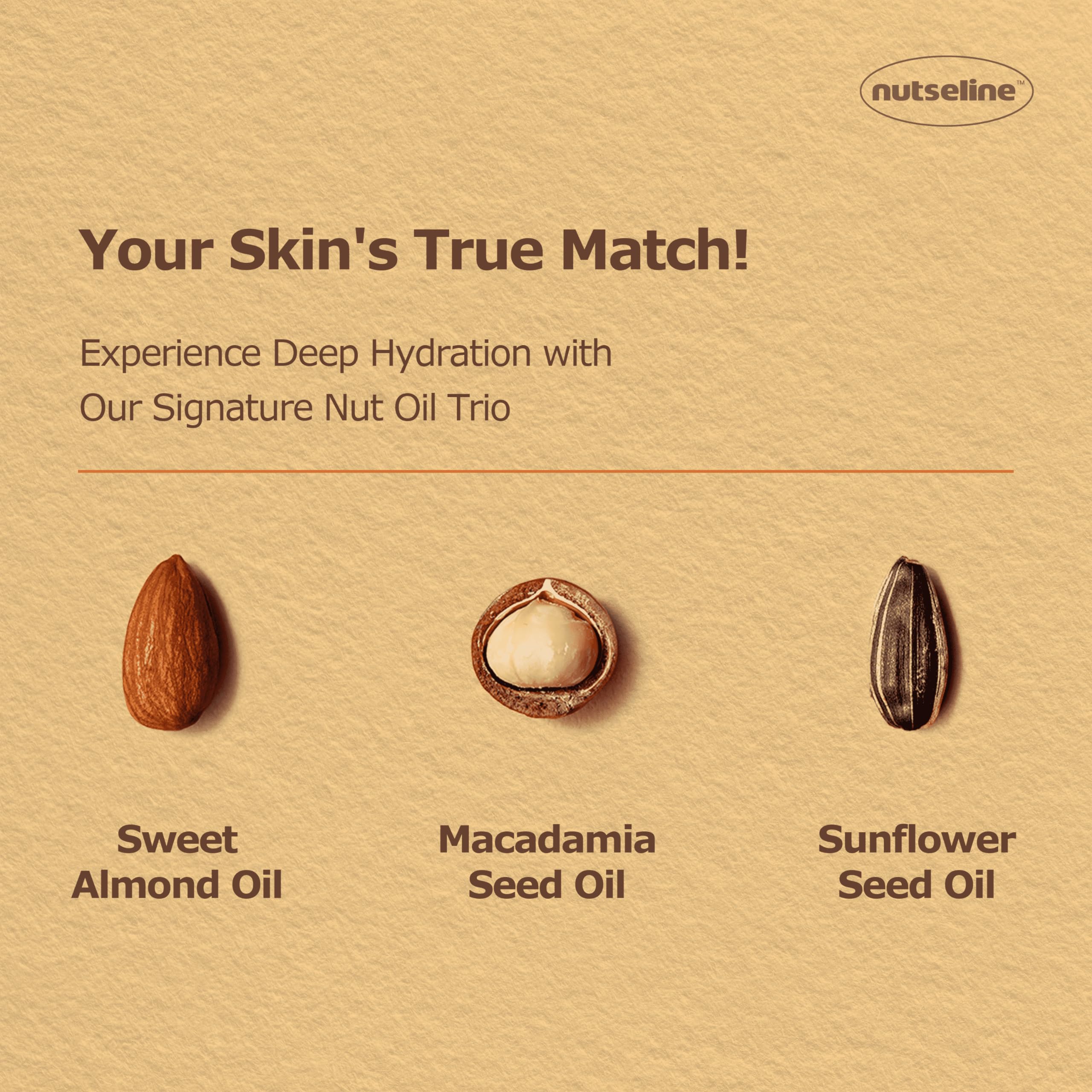 Nutseline ESN blend ingredients: plant-based oils nourish skin.