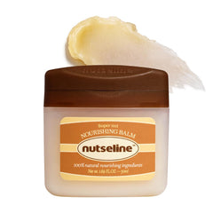 Nutseline Super Nut Balm jar close-up: creamy texture for dry skin.