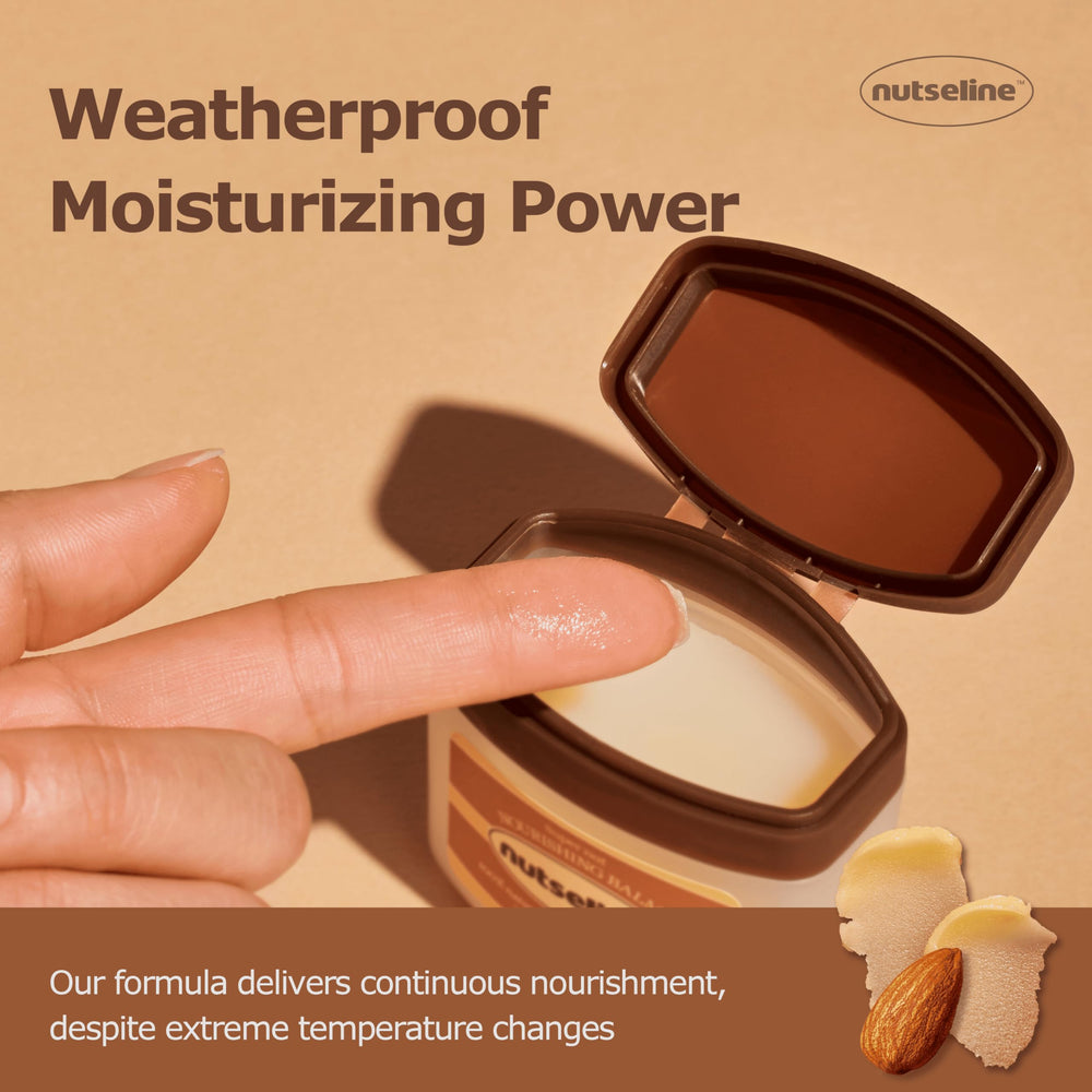Nutseline Super Nut Balm applied on lips to soothe dry lips.