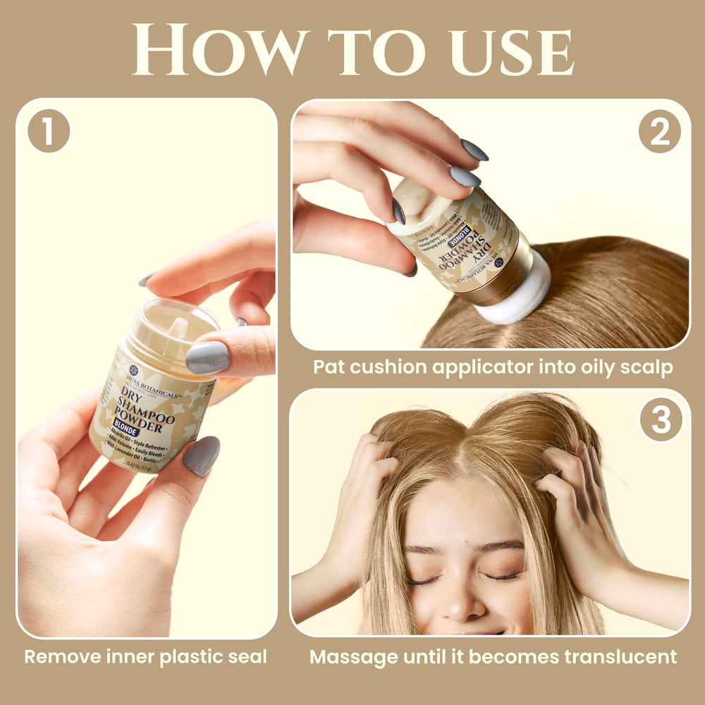 Texture lisse de Nuva Botanicals Blonde Dry Shampoo Poudre pour une application discrète.