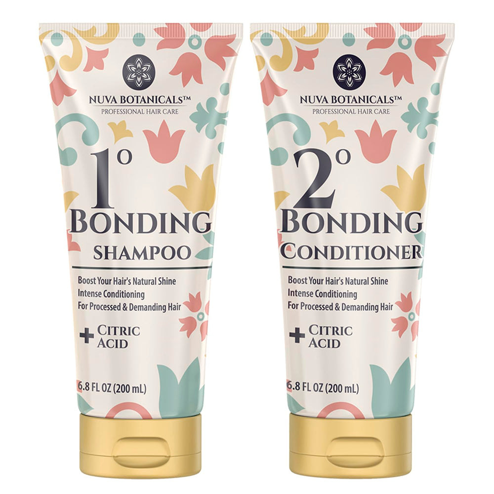Nuva Botanicals Bond Repair Shampoo bouteille – douceur et brillance après chaque lavage.