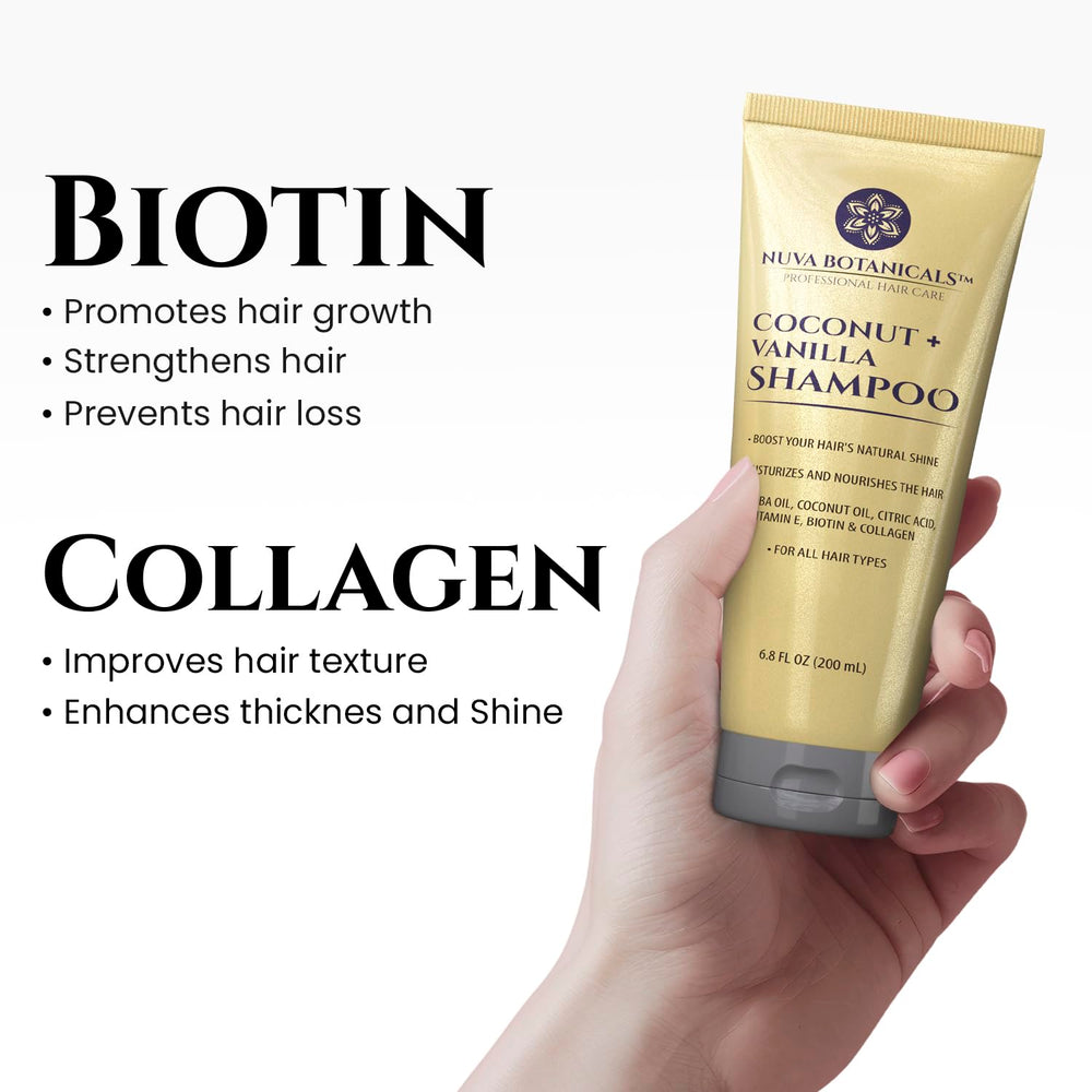 Nuva Botanicals Coco Vanille apres-shampooing bouteille: démêlage facilité et douceur.