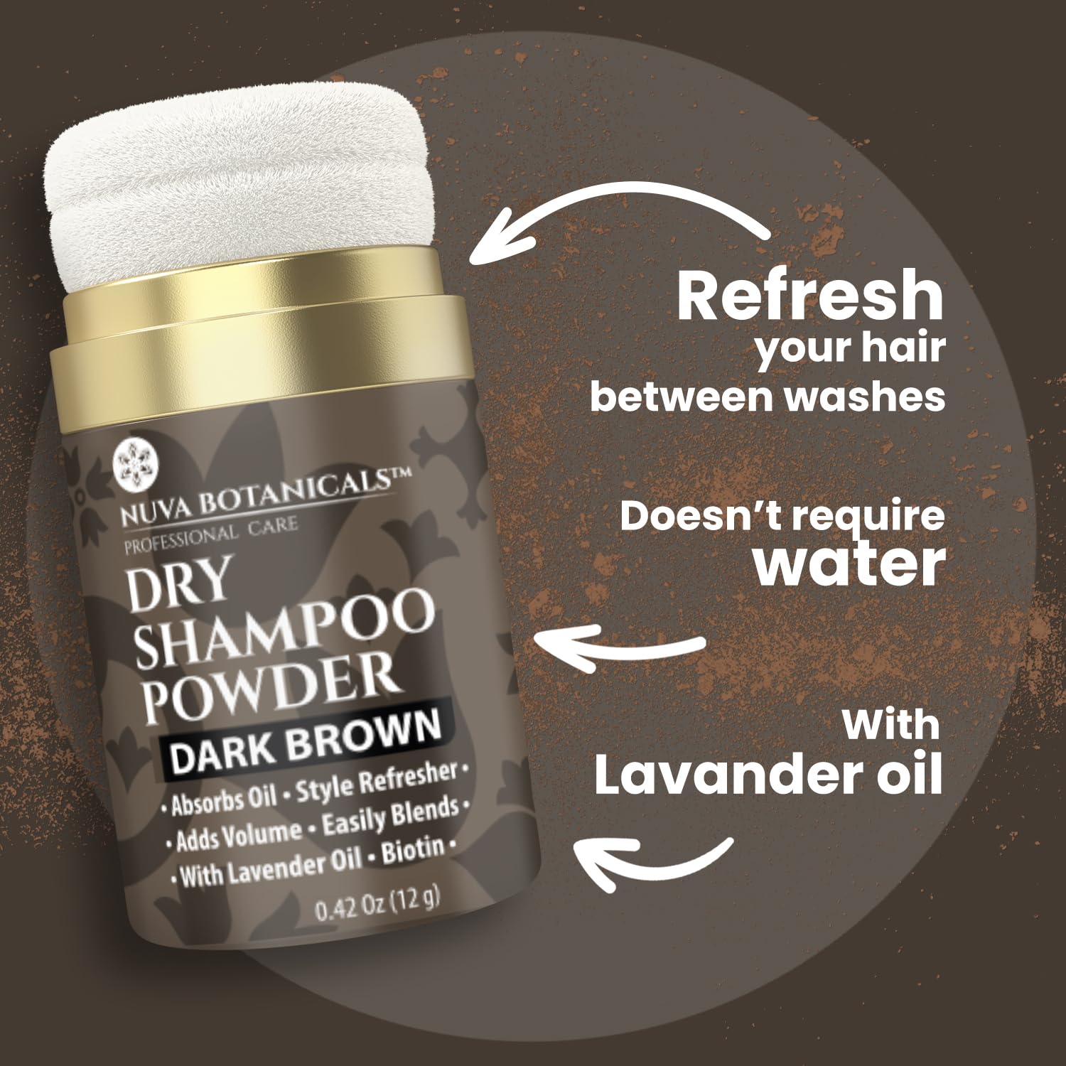 Nuva Botanicals Poudre Séche Biotine – renforce légèrement les cheveux entre lavages.