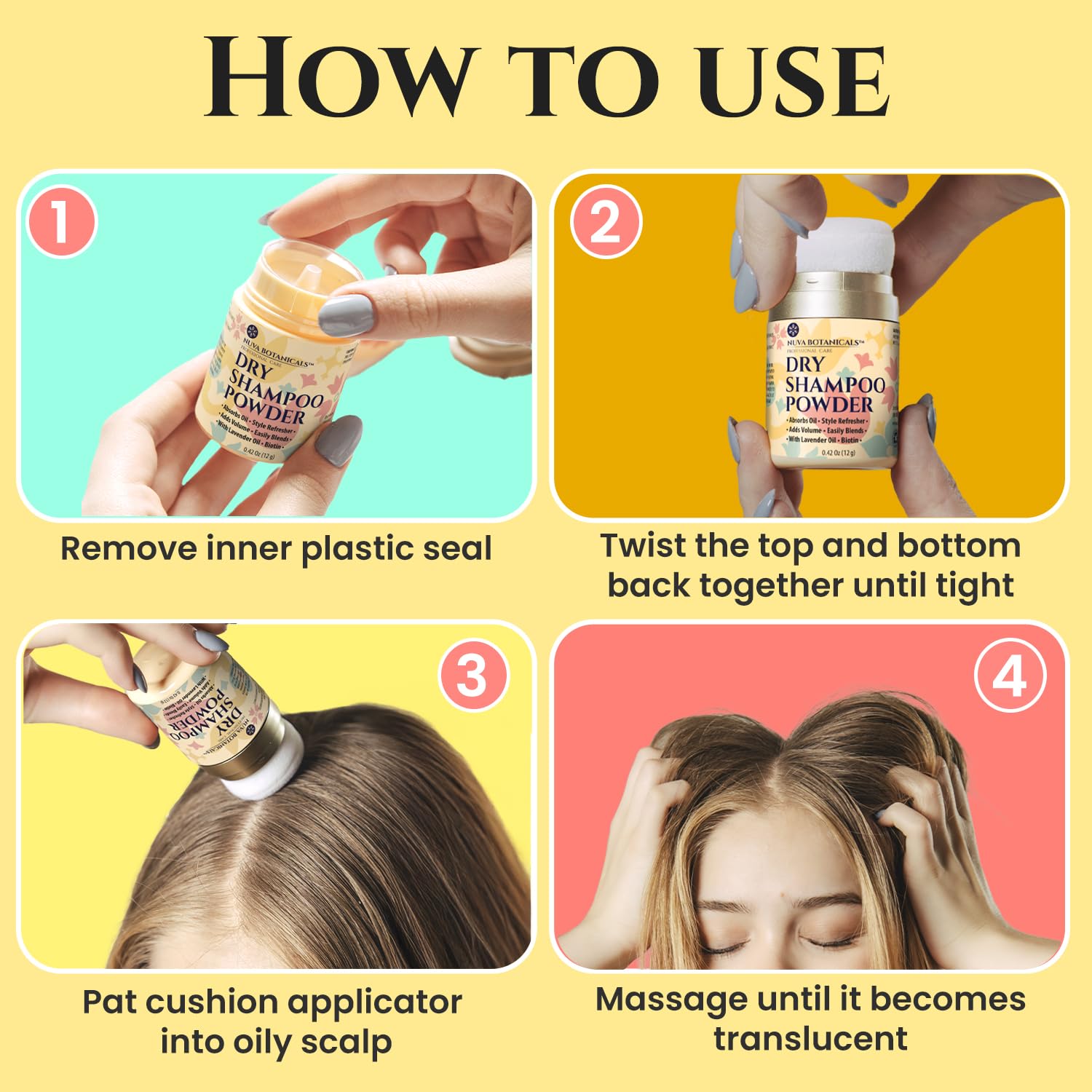 Poudre sèche Nuva Botanicals donne du volume grâce au ginseng coréen.