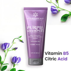 Nuva Botanicals Shampoing Violet – emballage et flacon faciles à prendre en main.