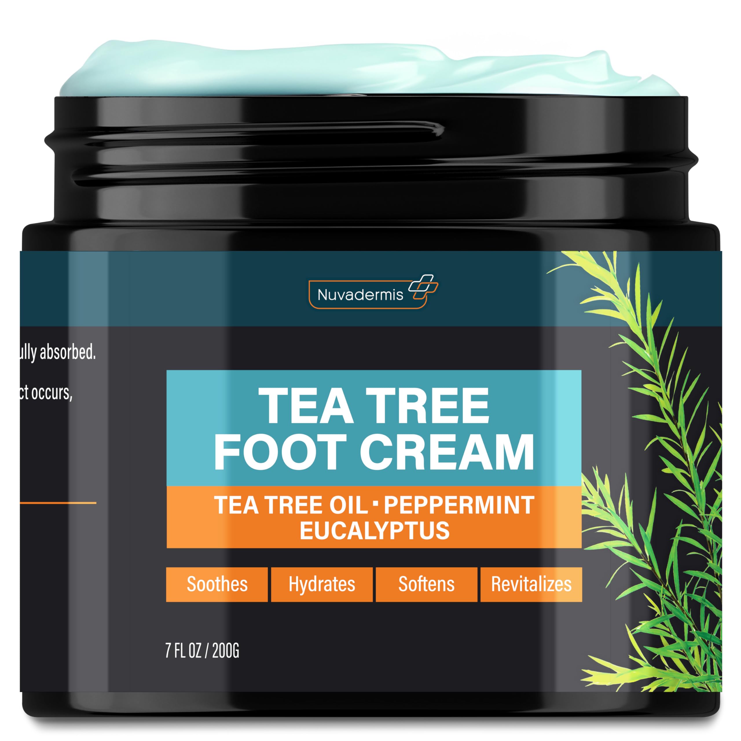 NUVADERMIS Crème Pieds flacon arbre à thé pour hydratation durable.