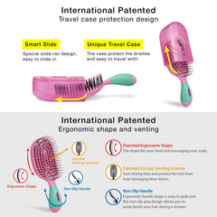 NuWay 4Hair, brosse démêlante, rose bonbon, design incurvé et ventilé
