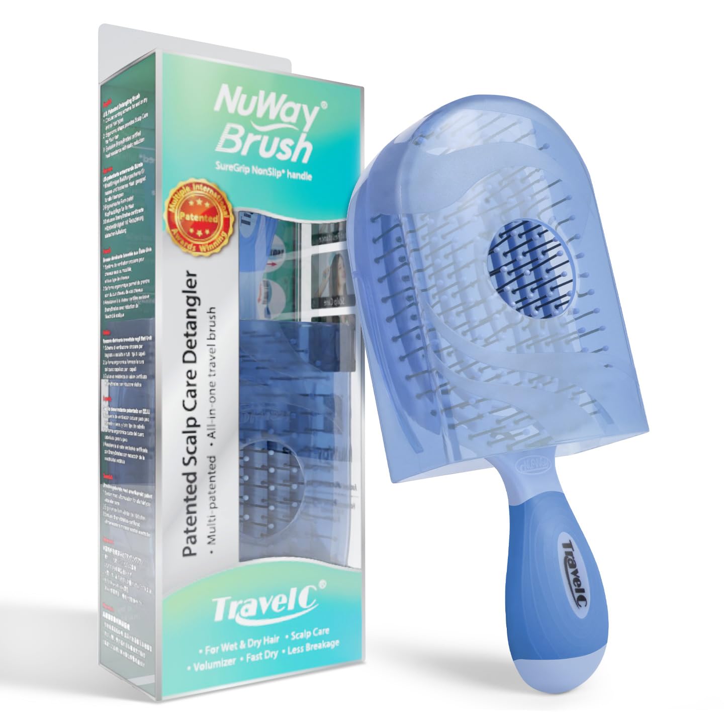 NuWay 4Hair: couvercle brosse breveté pour un rangement sûr et pratique.