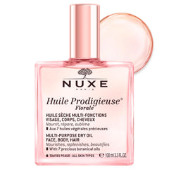 Nuxe Huile Prodigieuse Floral – Bouteille élégante prête à hydrater visage, corps et cheveux.