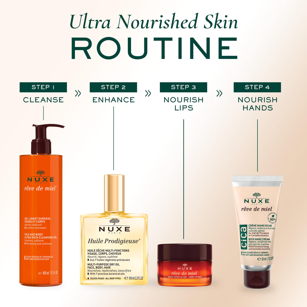 Nuxe Reve de Miel ingrédients naturels – formulation végane et respectueuse.