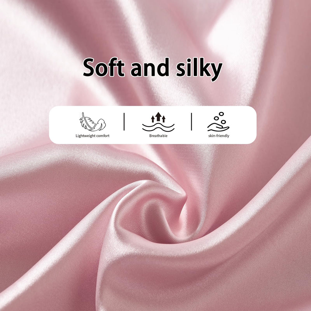 NVNAN bonnet nuit satin double couche en couleur marron et rose, design élégant.