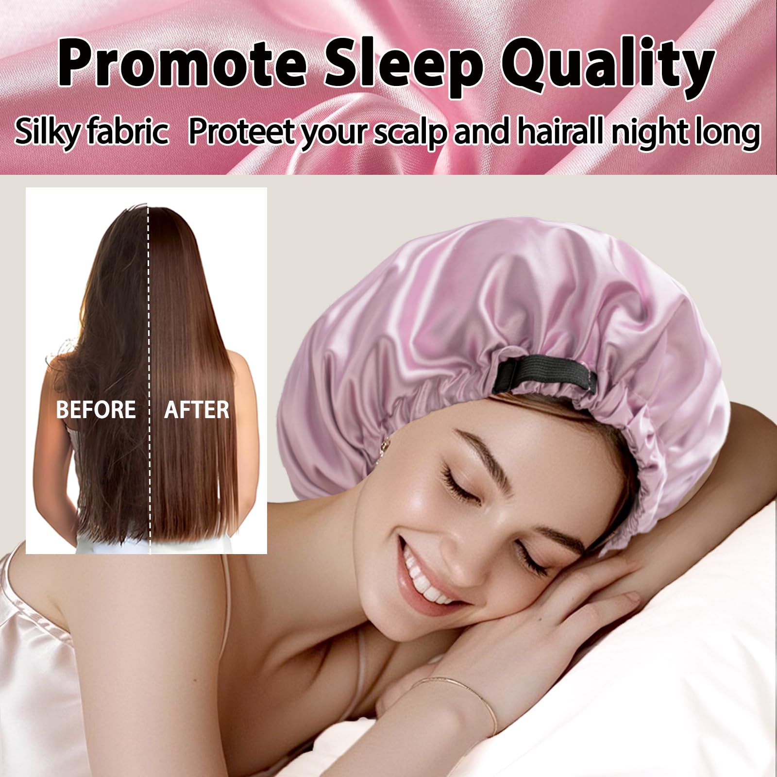 NVNAN texture satin douce du bonnet nuit, préserve les boucles naturelles.