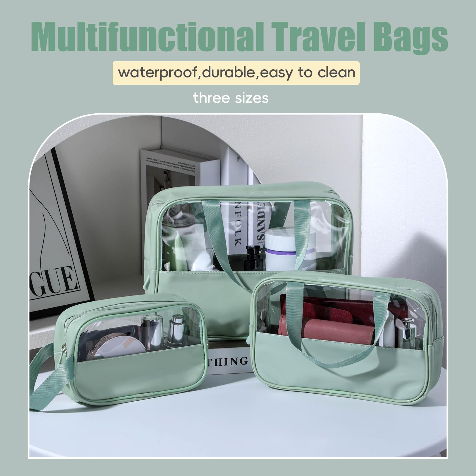 Pochette transparente NVTED pour maquillage – visibilité et accessibilité en déplacement.