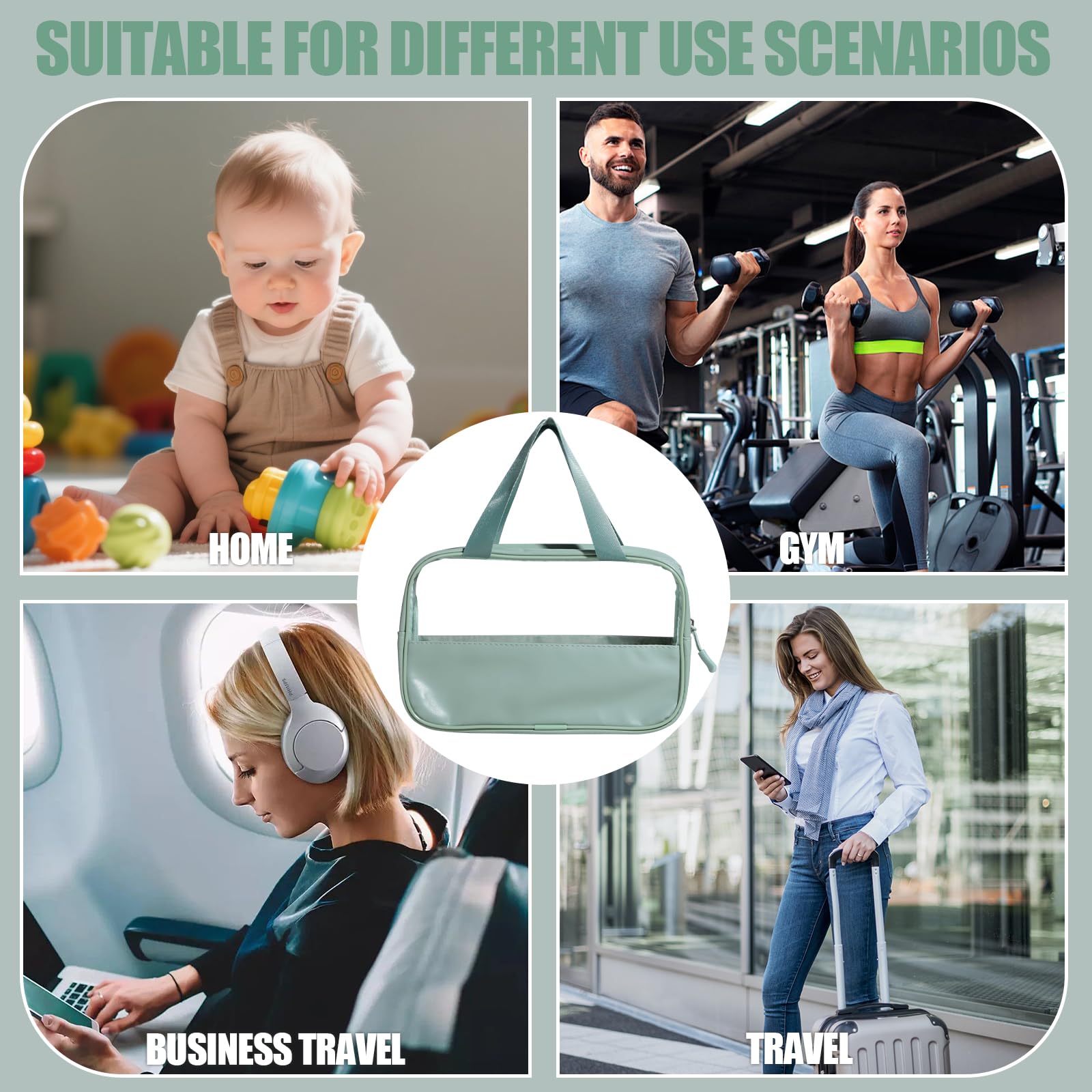 Ensemble de 3 trousses NVTED transparentes – organisation polyvalente des accessoires.